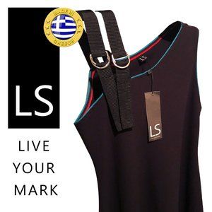 Luxury Unique La Stampa made in Greece Black cargo dress, One shoulder